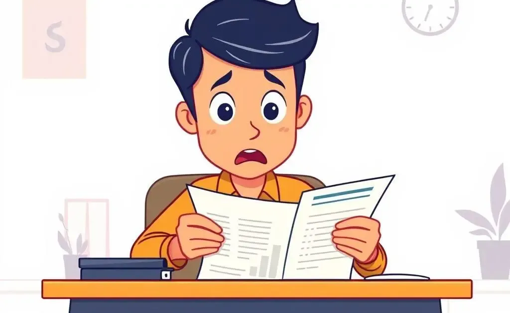 Characters react humorously to budgeting mishaps in a cartoon image