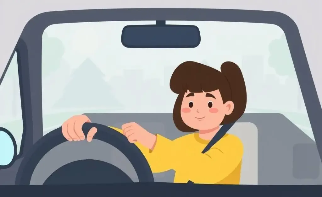Cartoon image of a calm driver assessing a fender bender accident scene