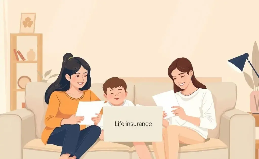 A family discussing life insurance options at home.