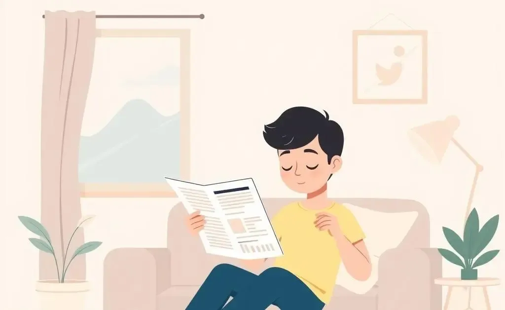 Person calmly reading a financial document