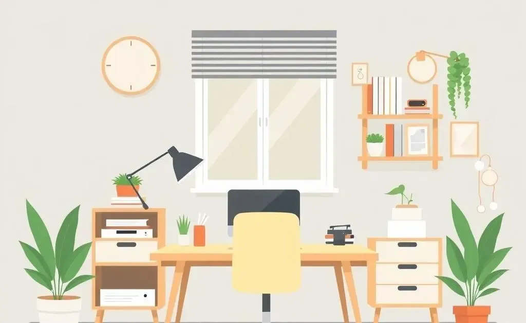 A cozy and organized home office setting for thoughtful investing