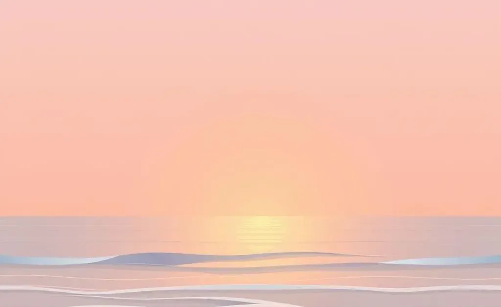 A tranquil beach at sunrise, symbolizing a calm and peaceful mood in investing