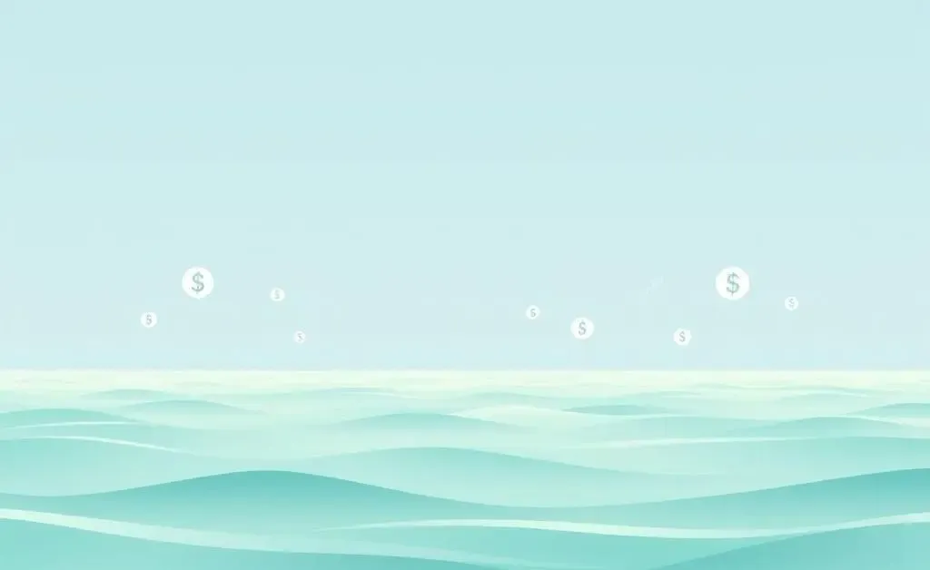 Calm investment mood with flowing financial symbols