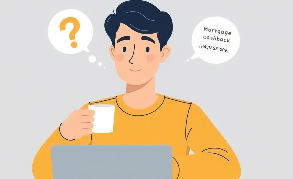 Illustration of a person calmly thinking about mortgage cashback