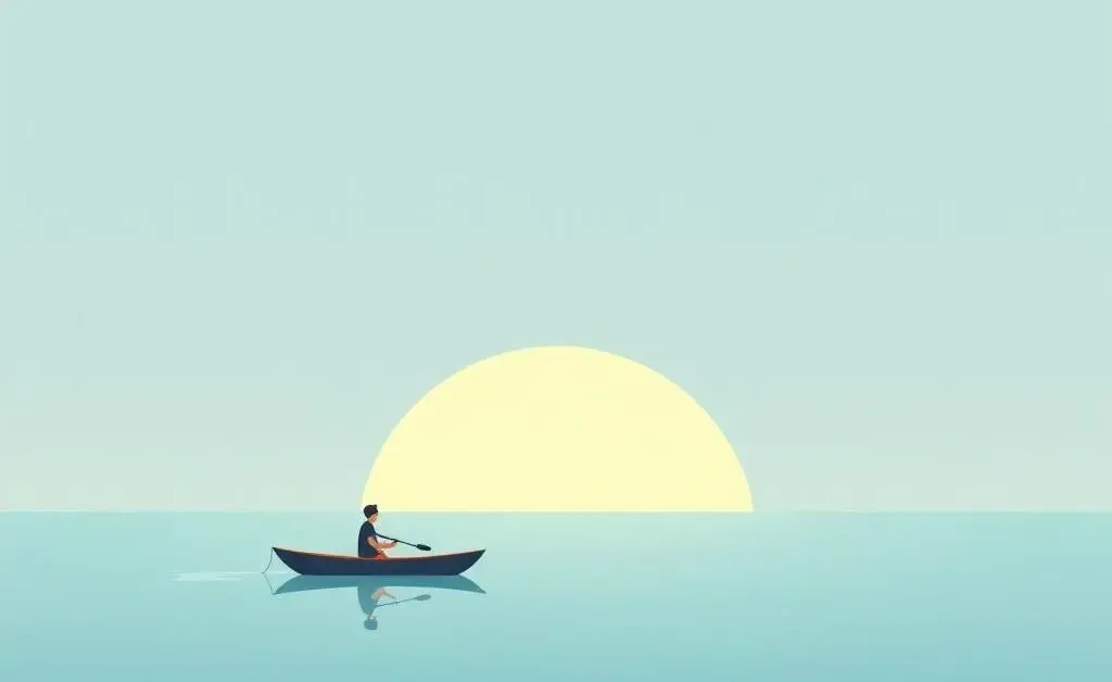 A peaceful sailing scene on calm waters at sunset