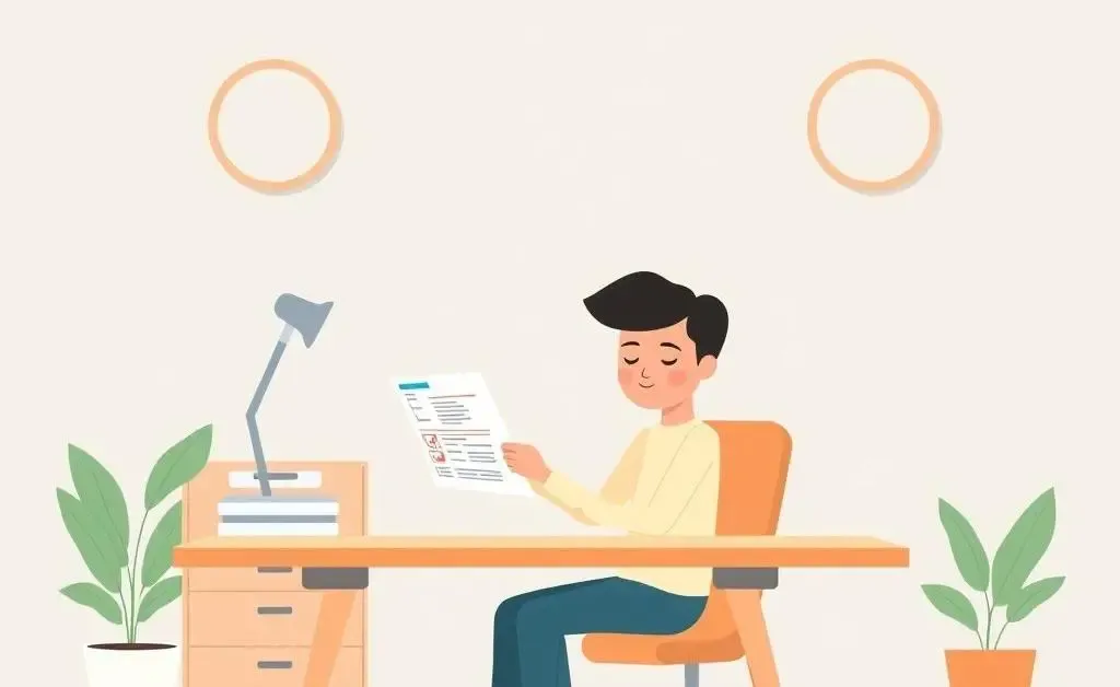 Person calmly reviewing a medical bill at a desk