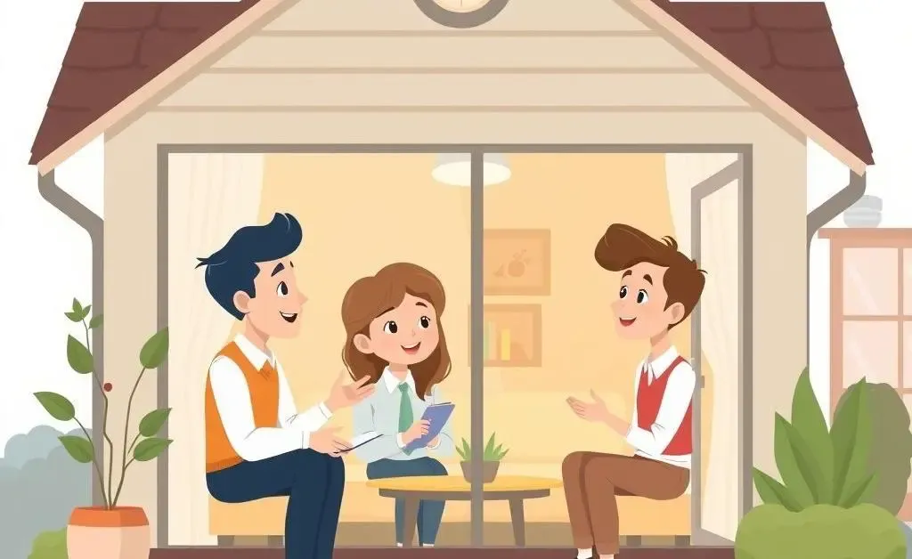 Mortgage broker explaining house purchase process to a couple