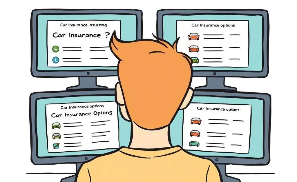 A person examining car insurance options on a computer screen.