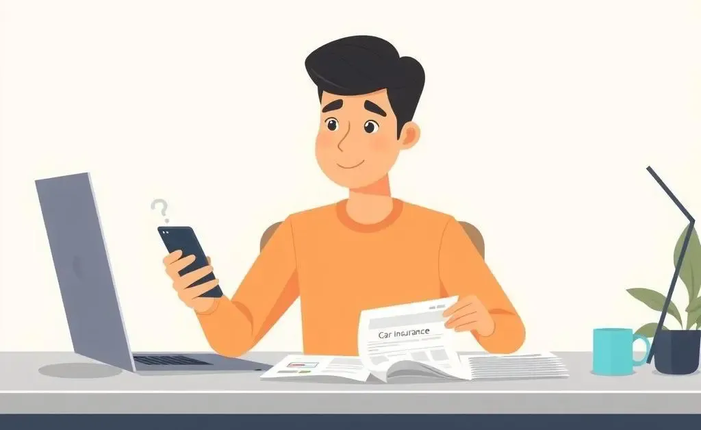 A person looking at car insurance details on a smartphone