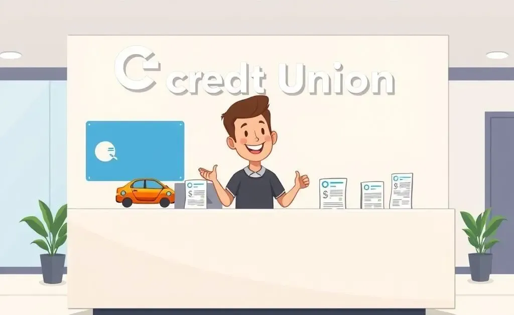 Person discussing car loan options at a credit union desk