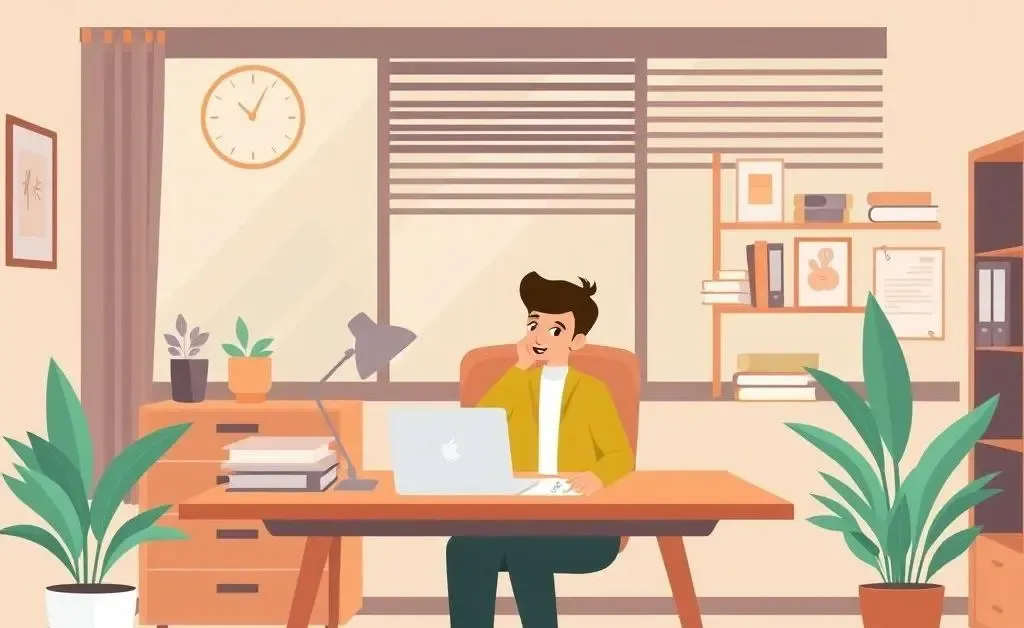 A thoughtful person planning career paths at a cozy desk.