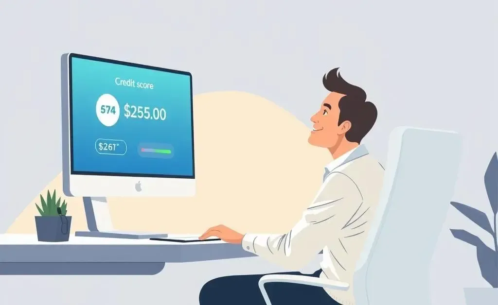 Person checking their credit score on a computer screen