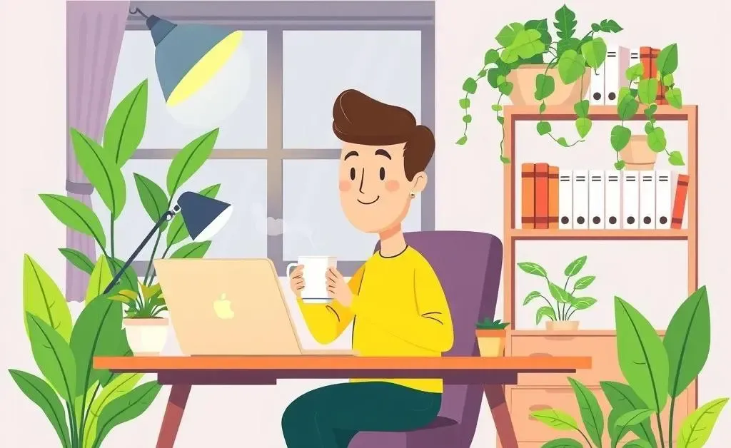 A person working on investments from home in a cozy environment