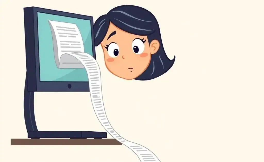 A cartoon woman shocked by a long receipt.