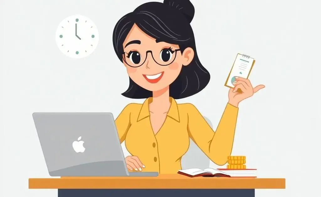 A woman planning her finances with confidence at a desk