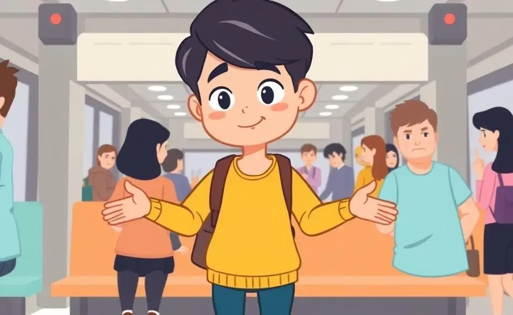 Person confidently handling an awkward situation in a public space