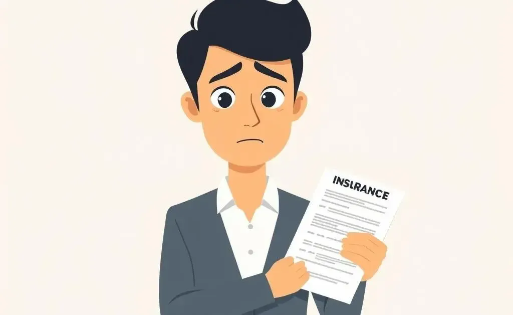 A person looking confused while holding an insurance policy document.