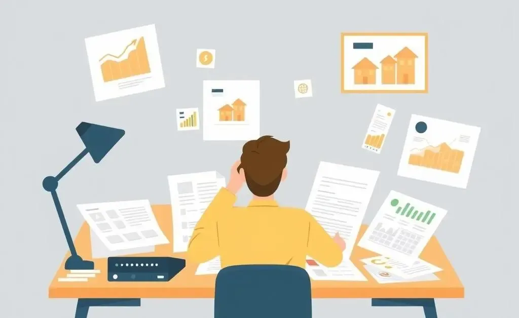 Illustration of a person contemplating real estate investment strategies