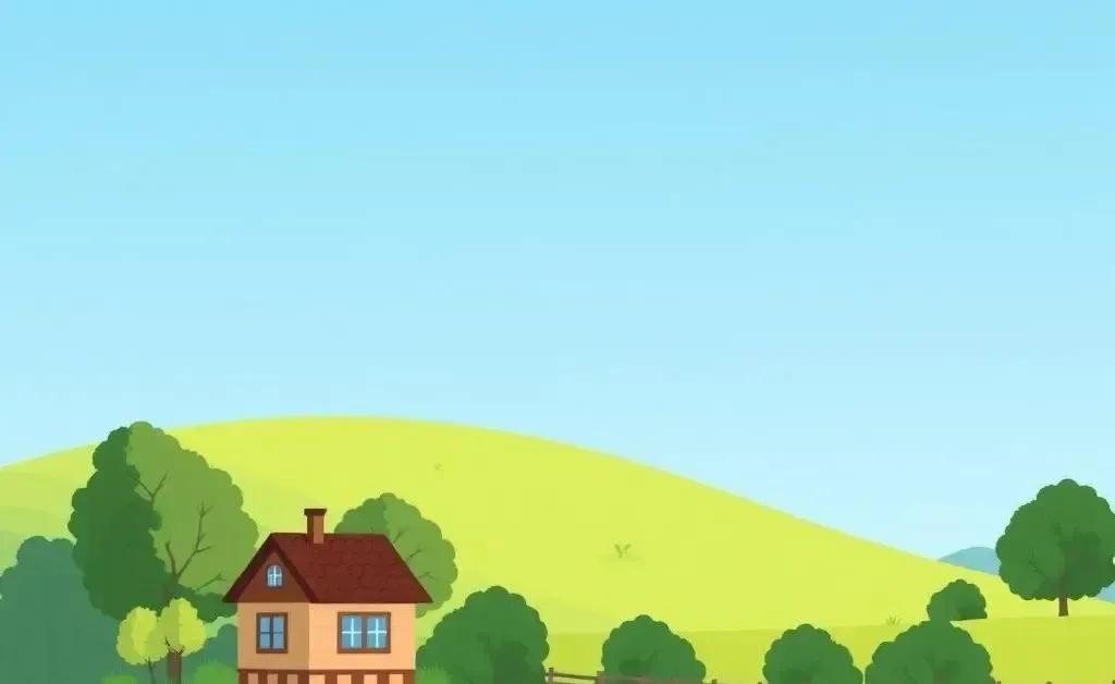 A small countryside house surrounded by nature, symbolizing a peaceful downshift.