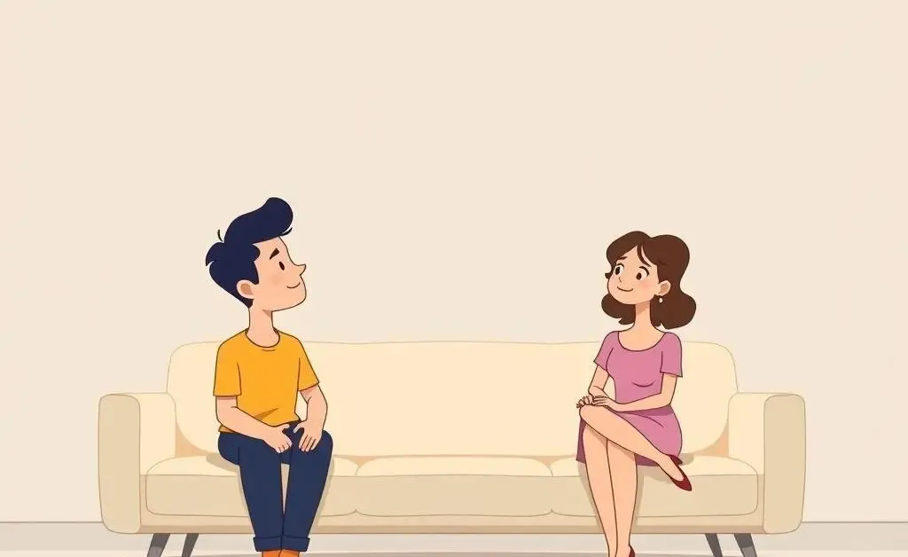 A couple sitting on a sofa deep in thought.