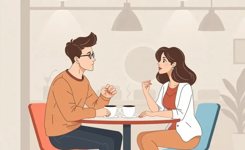 A young couple discussing life insurance over coffee