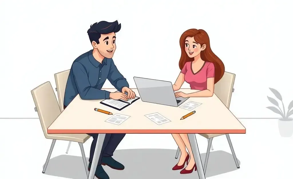 A couple discussing their finances together at a table