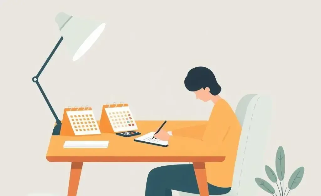 A comfy desk setup used for financial planning