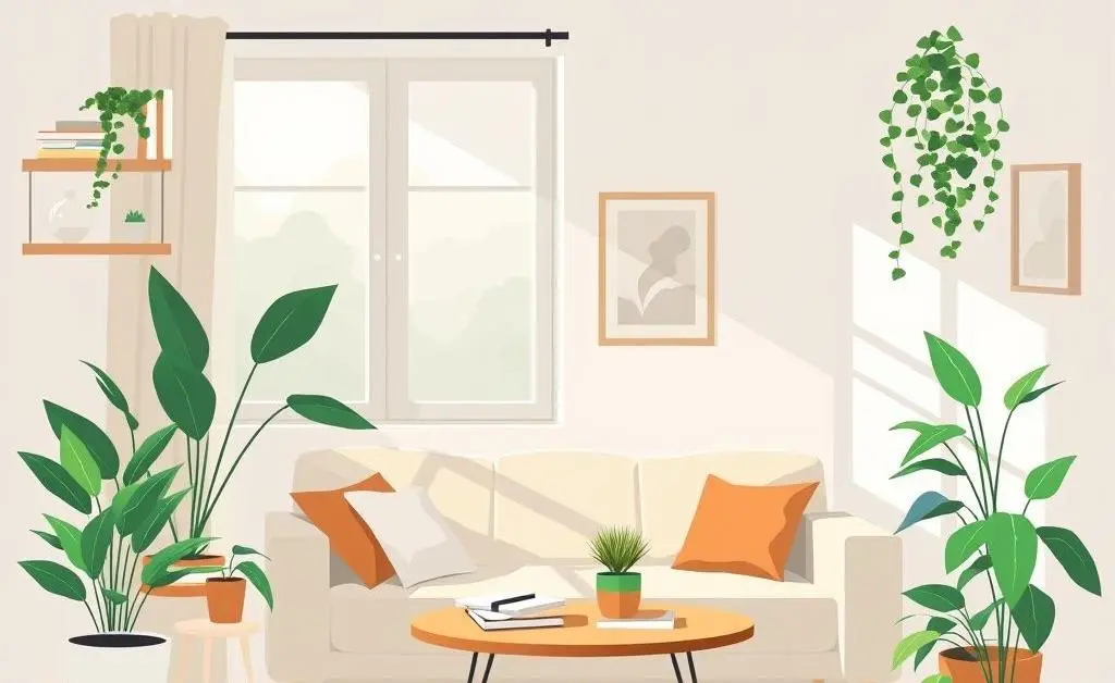 A warm, inviting living room with natural light streaming through