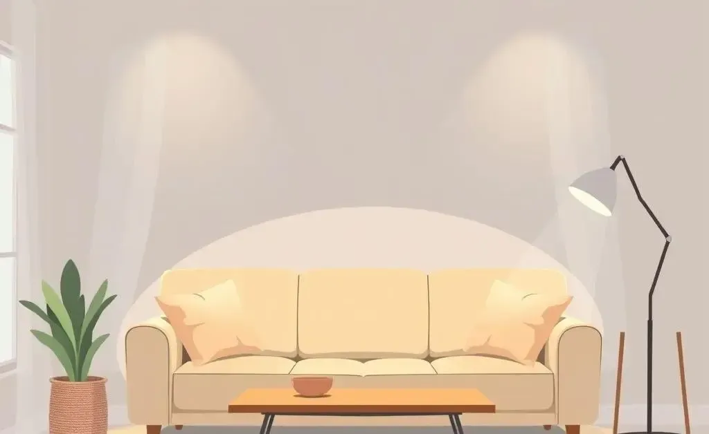Cozy living room with warm lighting and comfortable seating