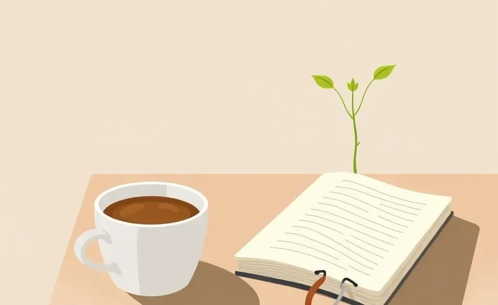 A cozy morning scene with essential items for a mindful routine.