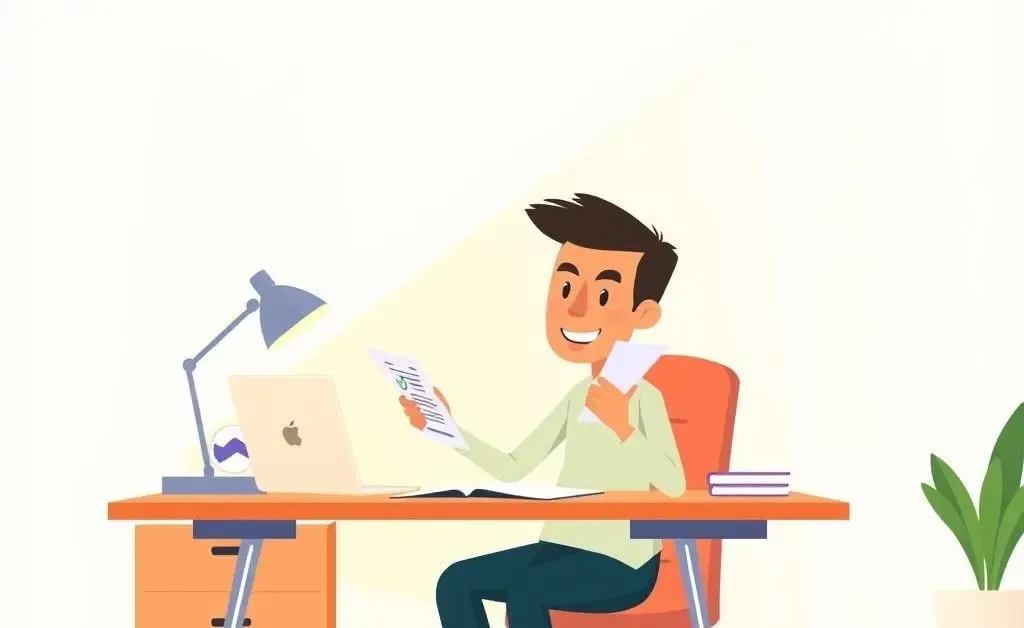 Person analyzing a financial plan with confidence
