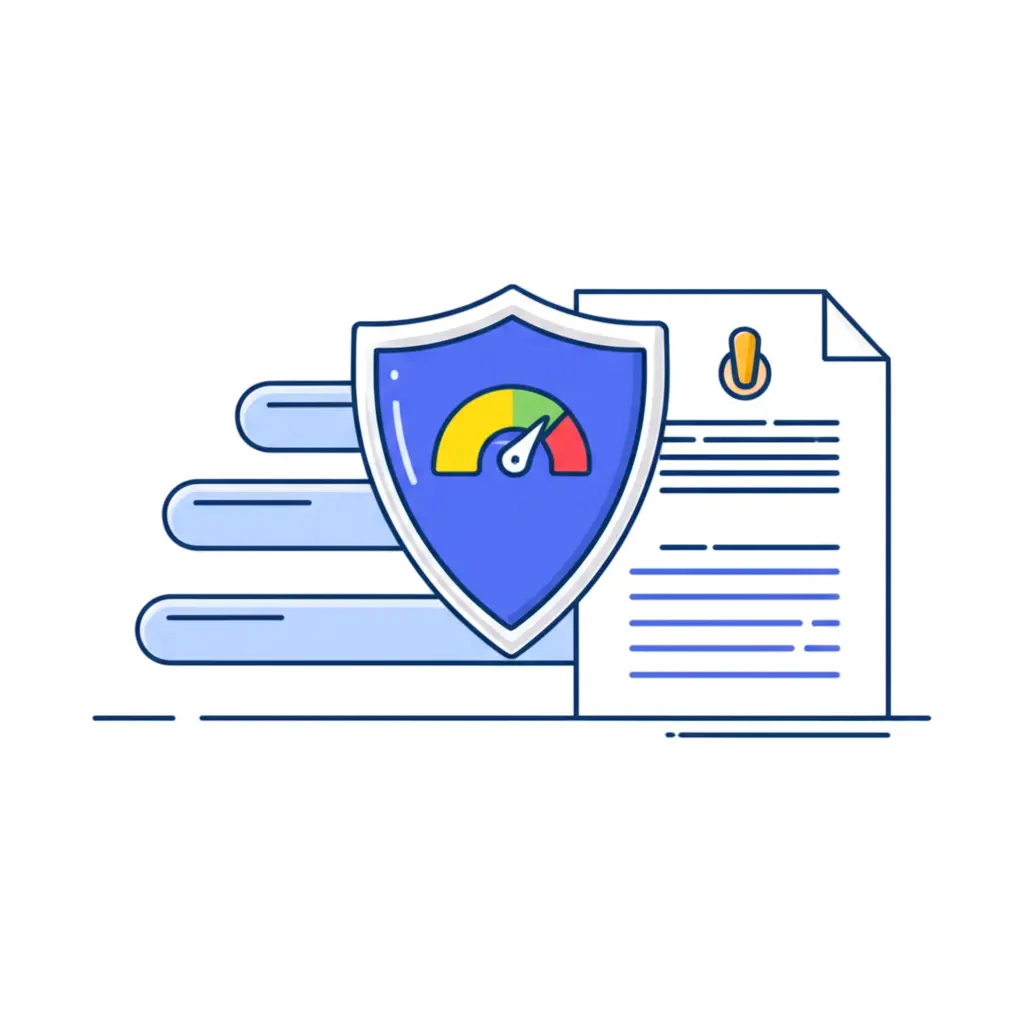 Shield protecting a credit score chart against data threats