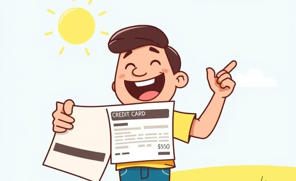 Illustration of a person celebrating tearing up a credit card statement