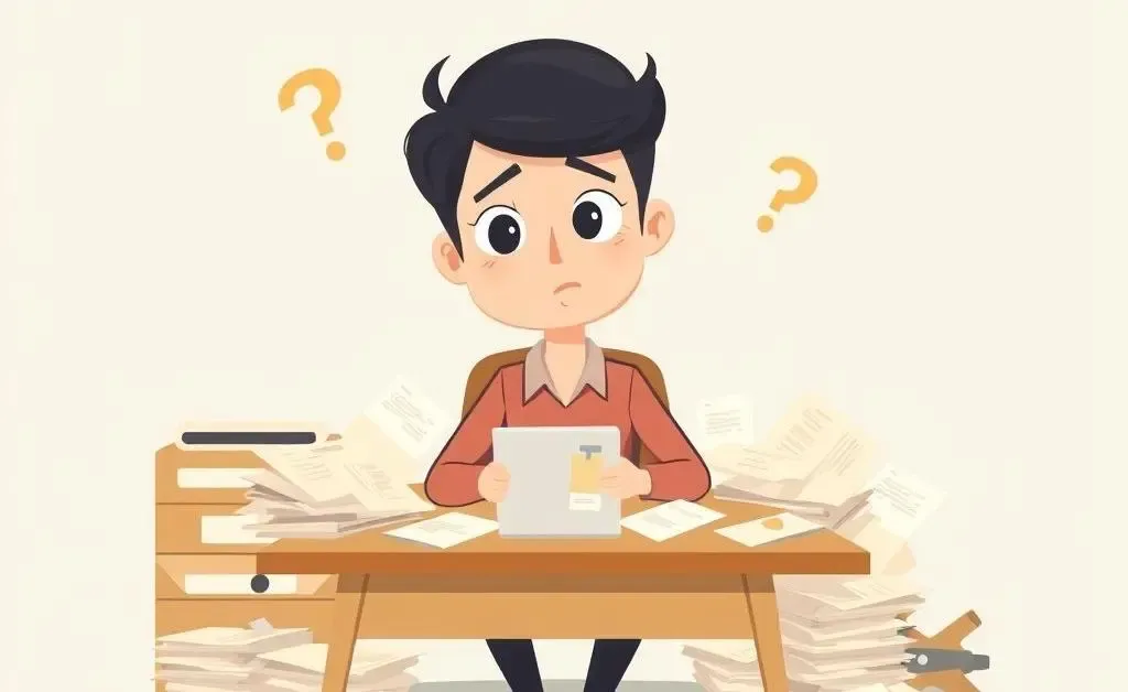 A cartoon depicting a person trying to understand a letter from HMRC