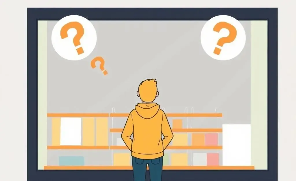 Person contemplating purchase in front of a store window