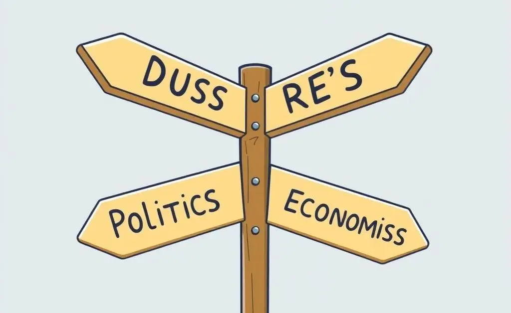 A crossroads sign with options for different degrees