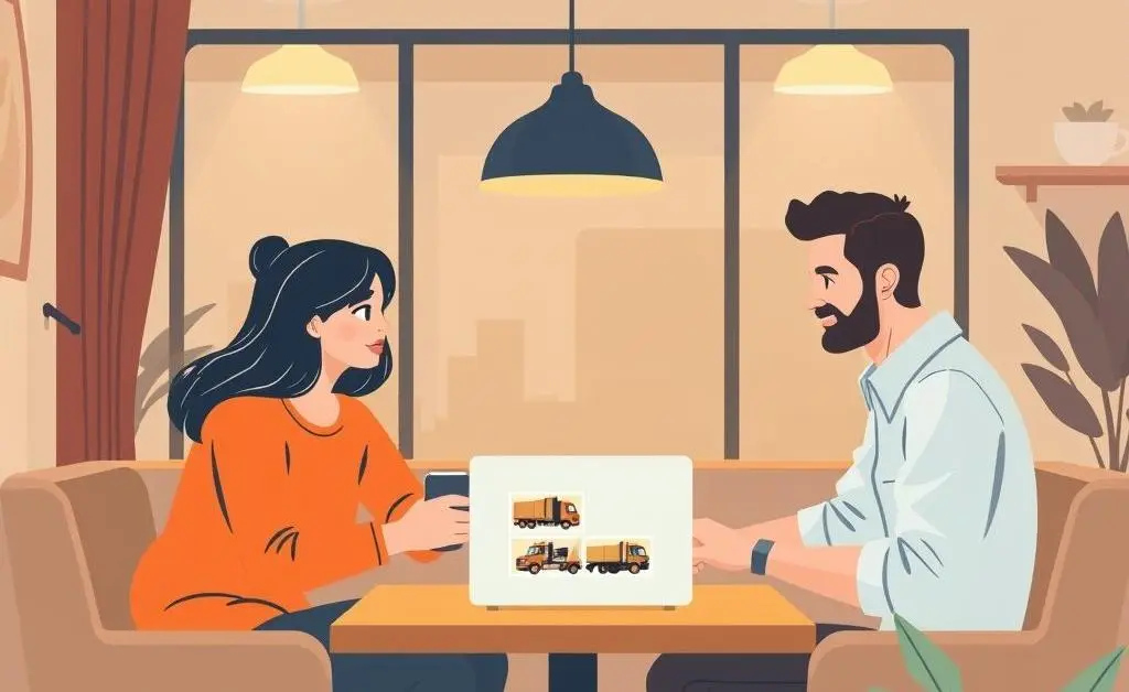 People learning about life insurance in a cafe setting