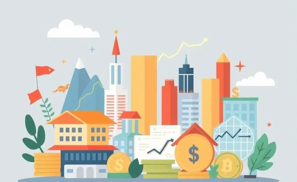 Illustration showing a diverse investment portfolio with stocks, bonds, and ETFs