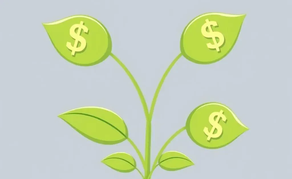 A plant with dollar sign leaves symbolizing growth in dividend investing