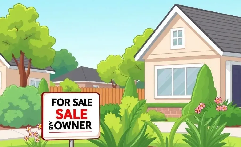 For Sale by Owner sign in a yard indicating a DIY home sale
