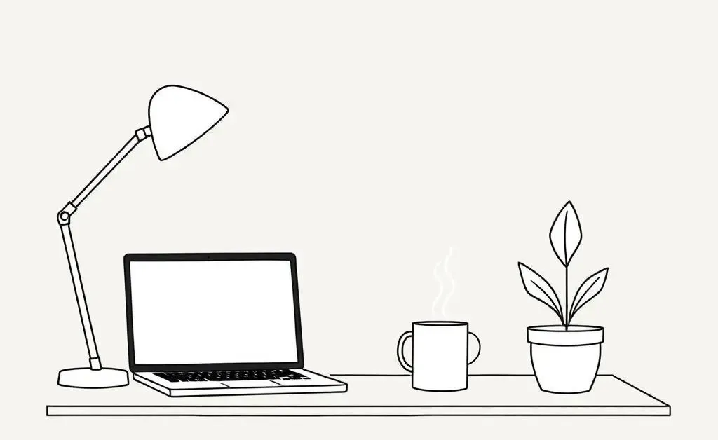 A minimalist desk setup symbolizing productivity and balance.