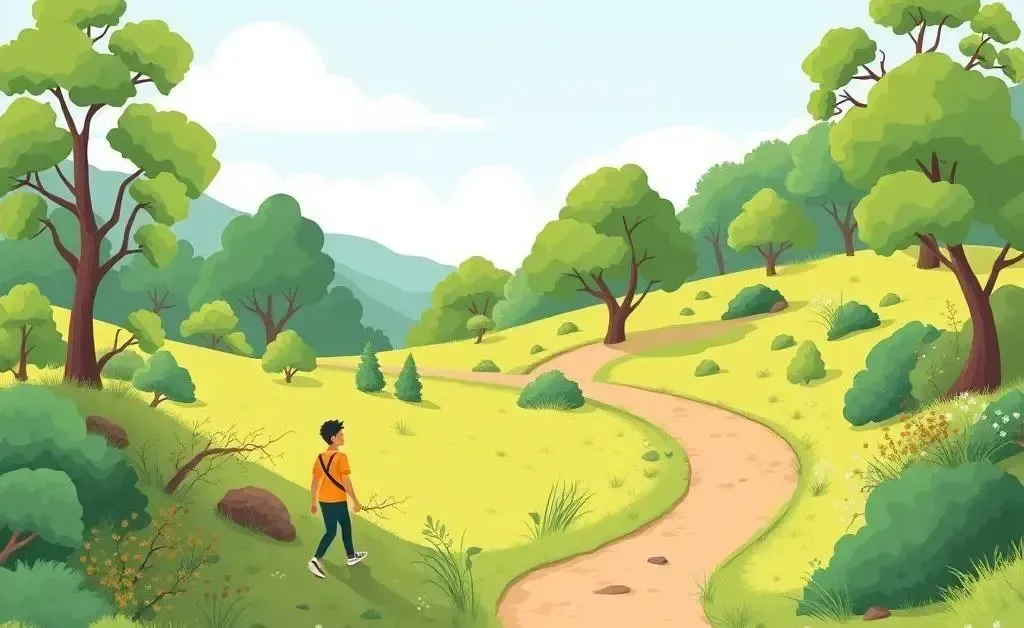 Illustration of a person embracing change on a winding path