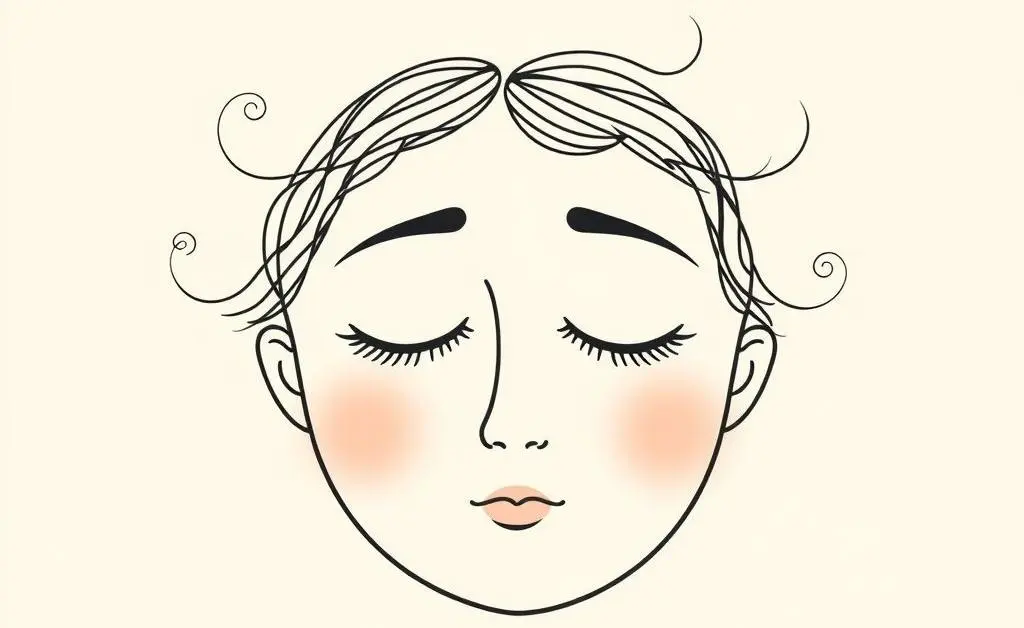 A serene face amidst swirling thoughts indicating calmness in uncertainty.
