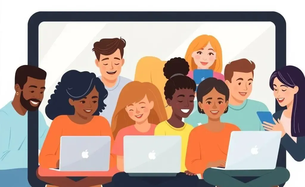 Diverse group of people interacting on a digital platform