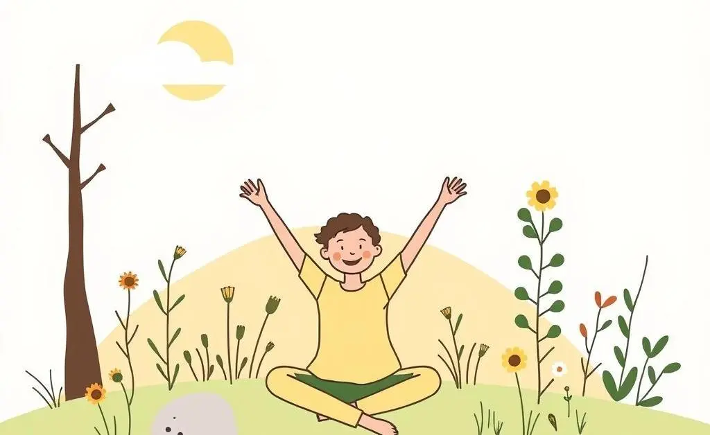 Illustration of a person engaging in joyful activities outdoors