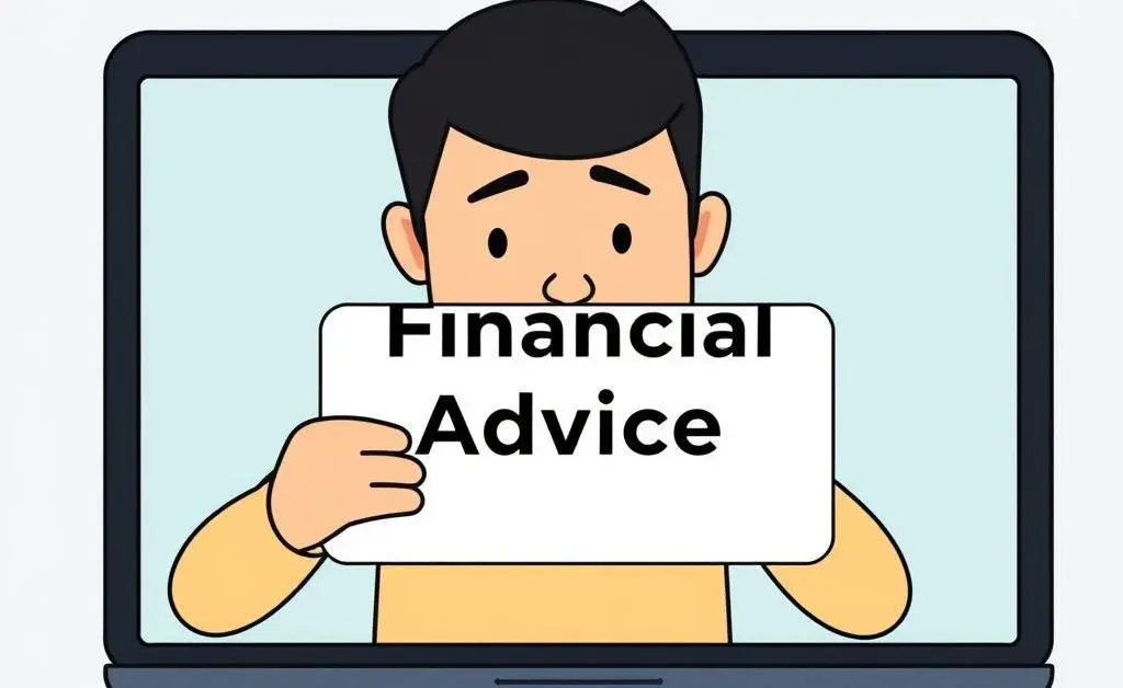 Person ignoring a pop-up message on laptop about financial advice
