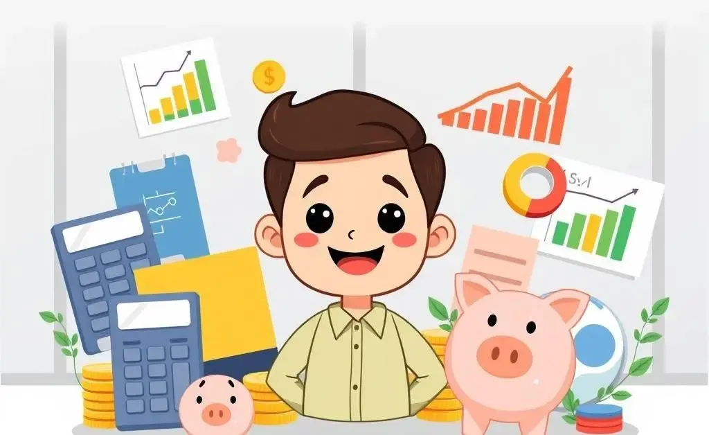 Person planning finances with tools around them