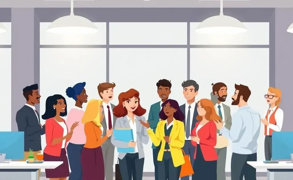 Professionals networking at an office function