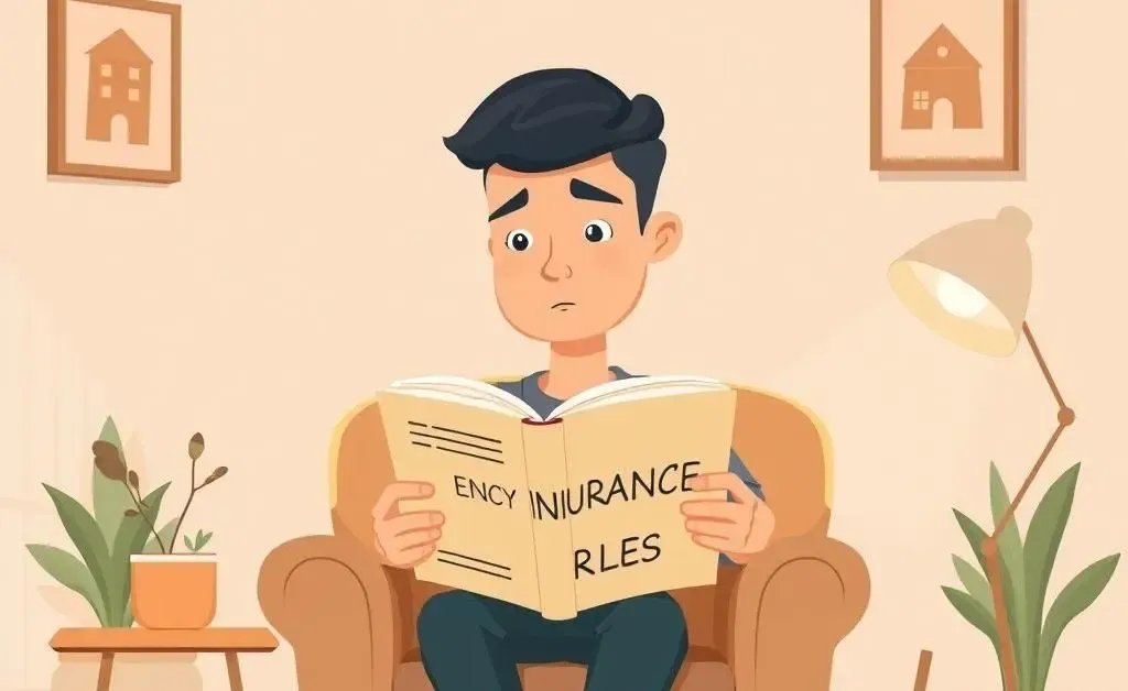 Person reading about insurance rules in a cozy setting