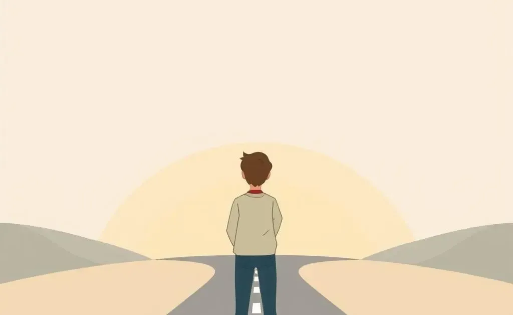 Person at a crossroads symbolizing post-divorce decisions